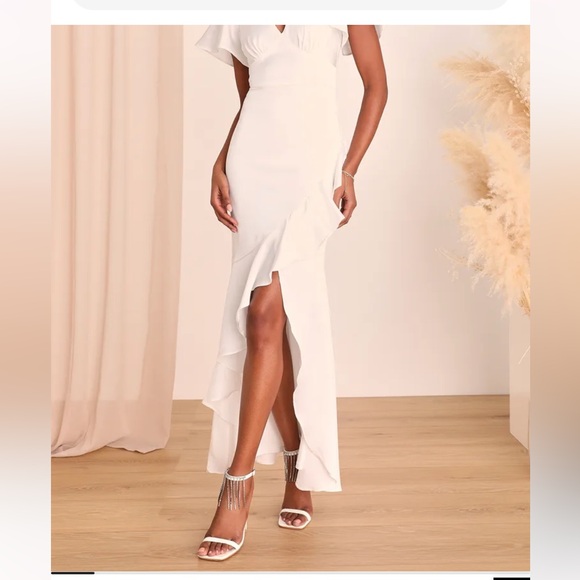 Satin Ruffled Maxi Dress - Picture 2 of 6